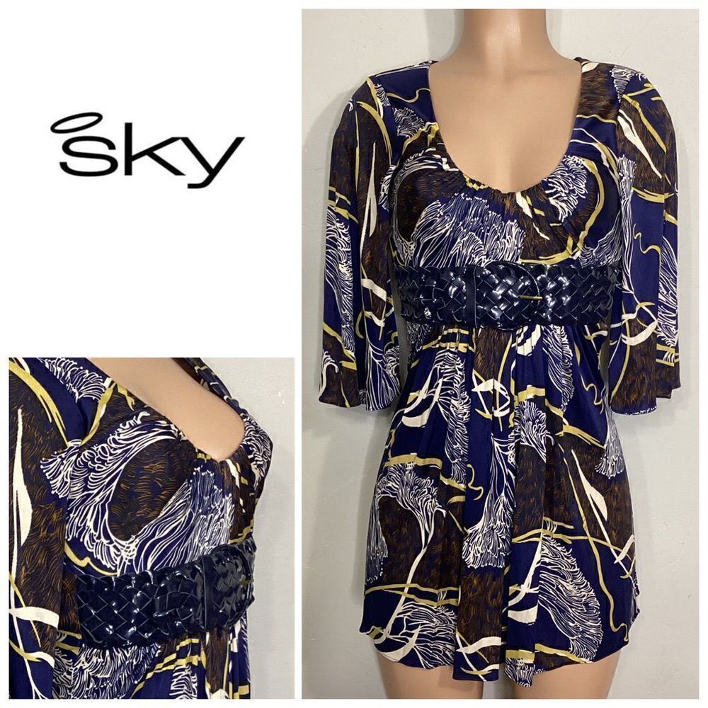 New..SKY 100% blue silk dress. XS. Normally $200